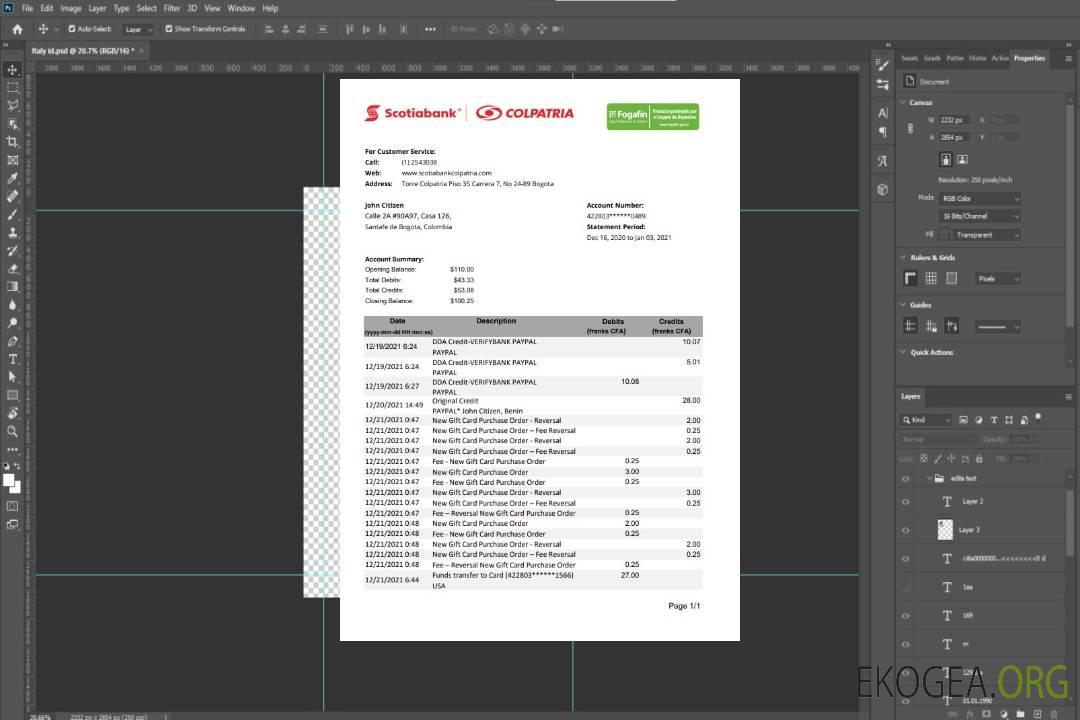 Colombie Scotiabank Colpatria excel pdf template